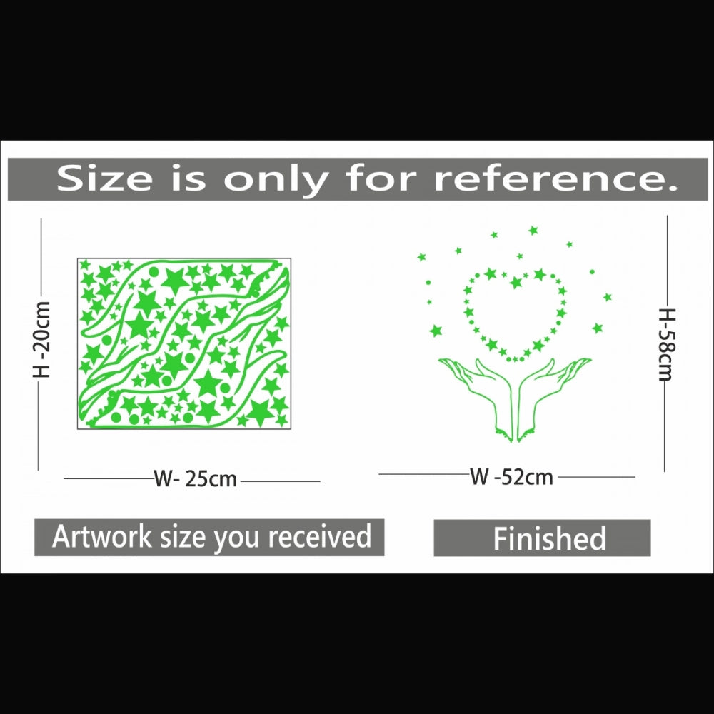 Green galaxy vinyl wall sticker, peel-and-stick design, 52x58cm decorative stargaze motif for calming bedroom decor