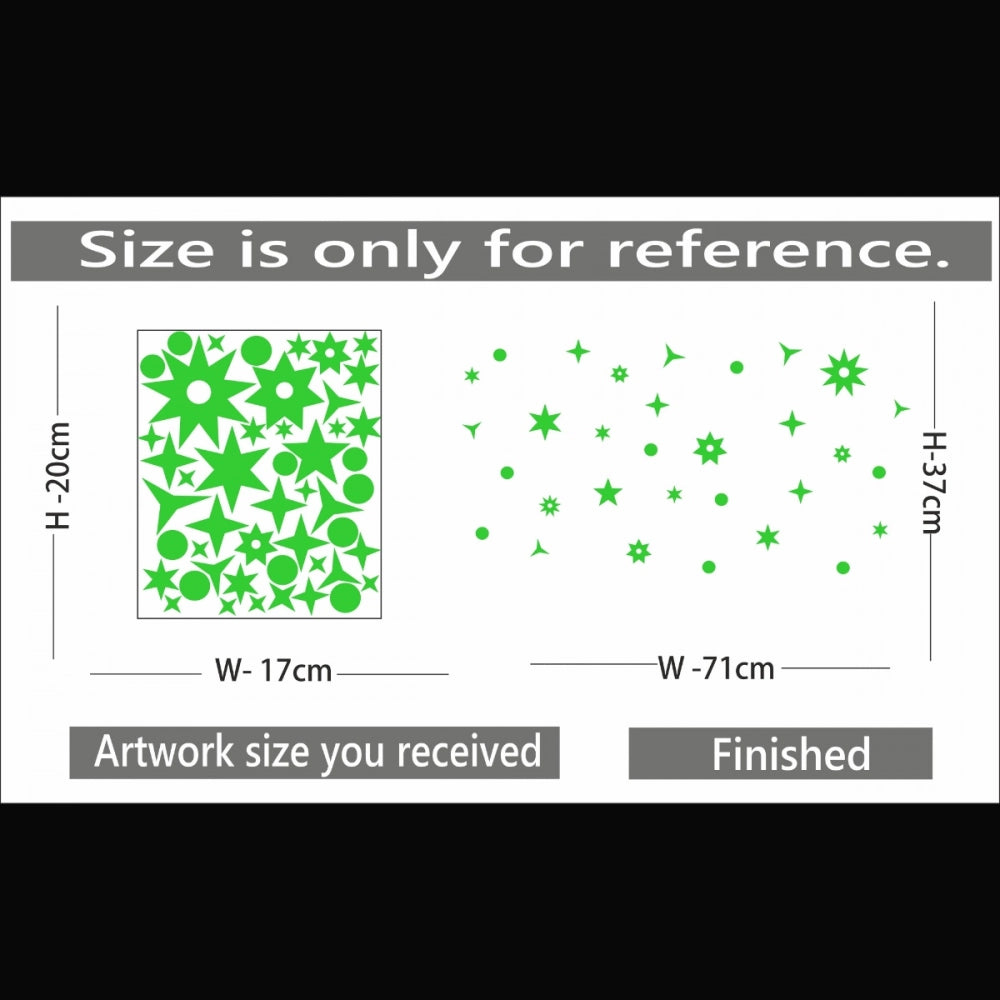 Green vinyl peel-and-stick galaxy wall sticker (71x37cm), providing a calming, dark environment