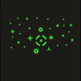 Green vinyl galaxy wall sticker with moon radium, peel-and-stick, 69x40cm decorative piece enhancing relaxing bedroom ambiance