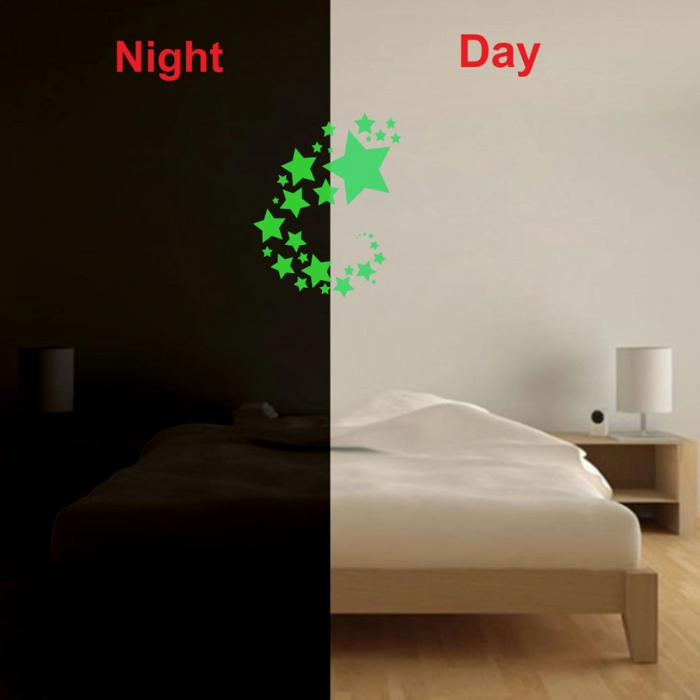 Green galaxy vinyl wall sticker, peel-and-stick with moon design, 38x46cm size, creates a relaxing space