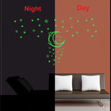 Green galaxy stars with moon radium vinyl wall sticker, peel-and-stick decor for relaxing, calming bedroom space