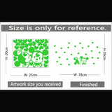 Green vinyl radium wall sticker for kids room decor, peel & stick, 78x39cm. Relaxing and calming, promoting sleep with minimal light source