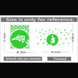 Green vinyl peel-and-stick wall decal, 61x30cm. Relaxing and calming radium sticker for dark spaces