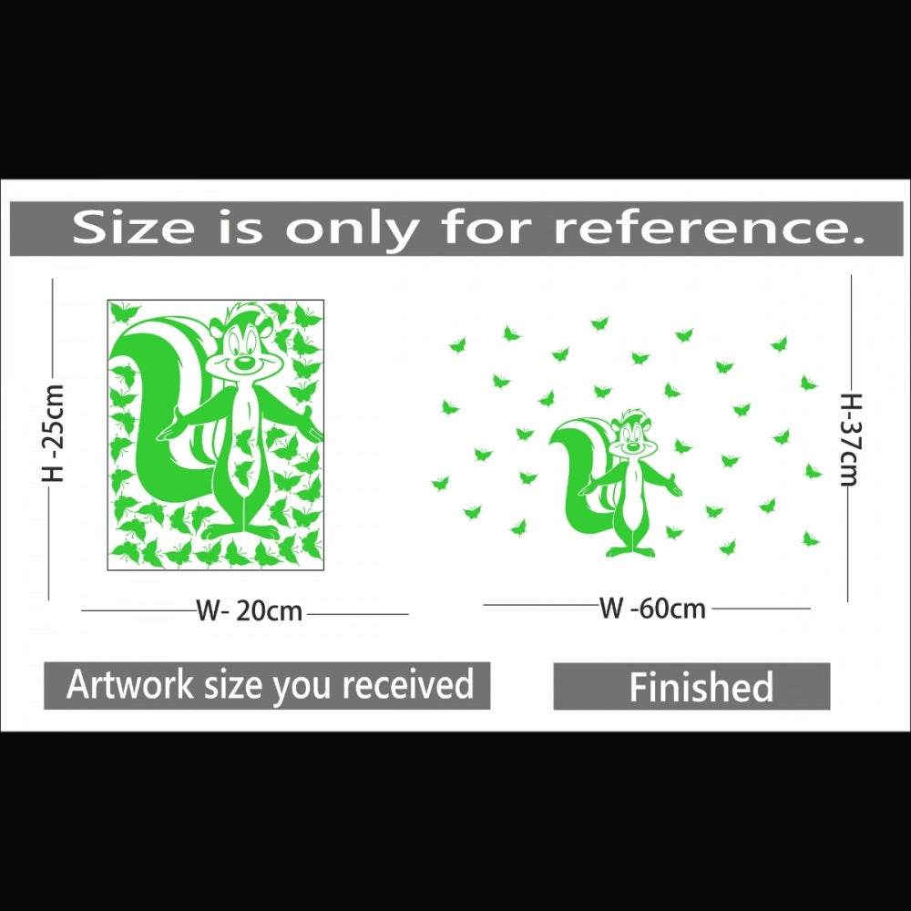 Green vinyl radium wall sticker for kid's room, peel-and-stick, 60X37cm. Soothing decor with relaxing ambiance