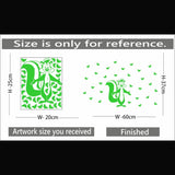 Green vinyl radium wall sticker for kid's room, peel-and-stick, 60X37cm. Soothing decor with relaxing ambiance