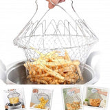 Assorted stainless steel foldable strainer chef basket for kitchen use