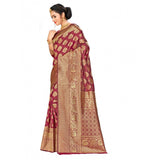 Maroon Banarasi silk saree (5-6 meters), traditional Indian women's wear for casual or festive events