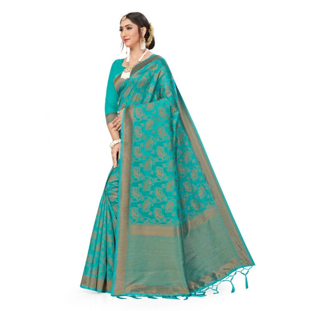 Firoji Banarasi spun cotton saree for women (5-6 meters), vibrant casual or festive wear