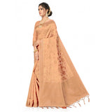 Banarasi spun cotton beige saree for women, 5-6 meters length, intricate weaving pattern for casual or festive wear
