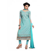 Light sea green Chanderi unstitched salwar suit with dupatta (2.3 mtrs), ideal for party and festive wear