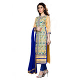 Beige cotton unstitched salwar suit with dupatta (2.3m), ideal for party & festive wear, women's traditional Indian fashion