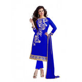 Blue Chanderi unstitched salwar suit with dupatta (2 meters), handloom partywear for women