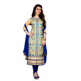 Beige cotton unstitched salwar suit with dupatta (2.3 mtrs), perfect for party and festive occasions, women's traditional Indian wear