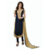Black Chanderi unstitched salwar suit (2m), traditional Indian party wear for women