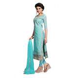 Light sea green Chanderi unstitched salwar suit with dupatta, 2.3 meters for party and festive events