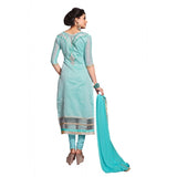 Light sea green Chanderi unstitched salwar suit with dupatta, 2.3 meters length for women's party wear