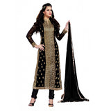 Black Georgette Unstitched Salwar Suit with Dupatta, 2 meters - ideal for party & festive occasions for women