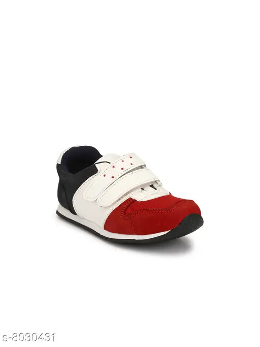 Red and blue leather TUSKEY boys sneakers with Velcro fastening, perfect for toddlers aged 21 months to 8 years