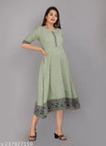 Striped chinkenkari Anarkali kurti, cotton, three-quarter sleeves. Traditional Indian women's fashion, full stitched, ready to wear. Lightweight, soft, and elegant. Made in India