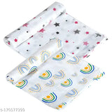 Pink Star & Rainbow organic muslin swaddle set (2 pcs), ultra-soft for newborns, premium organic cotton