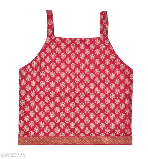 Gold Little Boota print ethnic wear cotton lehenga & choli set for toddlers, Indian handcrafted block stitch pure cotton