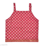 Gold Little Boota print ethnic wear cotton lehenga & choli set for toddlers, Indian handcrafted block stitch pure cotton