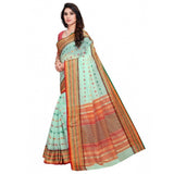 Pista cotton blend Kota Doria woven Butta saree with blouse for casual and festive wear (5-6 meters)