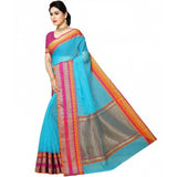 Sky Blue Kota Doria cotton blend saree with blouse (5-6 meters), suitable for casual and festive wear