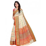 Cream Kota Doria cotton woven Butta saree with blouse (5-6 mtrs), suitable for casual and festive wear, women's fashion accessory