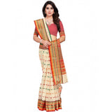 Cream Kota Doria cotton woven Butta saree with blouse (5-6 mtrs), suitable for casual and festive wear for women