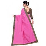 Pink Chanderi cotton lace border saree with blouse (5-6 mtrs), traditional Indian attire for casual and festive wear