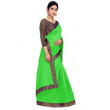 Green Chanderi Cotton Lace Border Saree with Blouse (5-6m), casual and festive wear for women
