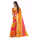 Multicolor Kota Doria cotton blend saree with blouse, 5-6 meters for casual & festive wear (actual colors may vary)