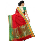 Red Kota Doria cotton blend saree with blouse (5-6 meters), casual and festive wear for women