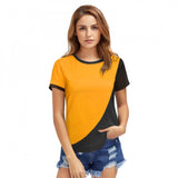 Yellow polyester knitting western wear t-shirt for women, ideal for casual outfits