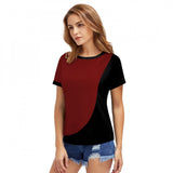 Maroon polyester knitting western wear t-shirt for women, solid pattern, machine washable or hand wash (S36, M38, L40, XL42)