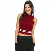 Maroon solid polyester knitting western wear top for women, ideal for casual outfits