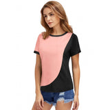 Peach polyester knitted western wear t-shirt for women, solid pattern on display rack