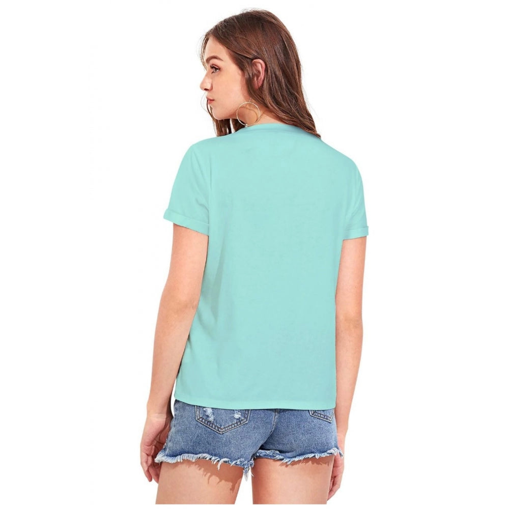 Green cotton women's western wear t-shirt with printed design, ideal for casual wear or cowboy-themed events