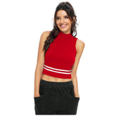 Red polyester knitting western wear top, ideal for casual fashion with a vintage twist