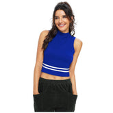 Royal Blue polyester knitting western top for women, solid design, suitable for machine wash or hand wash