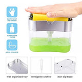 Assorted 2-in-1 sink & dishwasher soap dispenser with included sponge, ideal for faster cleaning in homes, offices, and more