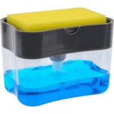 Assorted color 2-in-1 sink and dishwasher soap dispenser with sponge, modern kitchen appliance for efficient cleaning