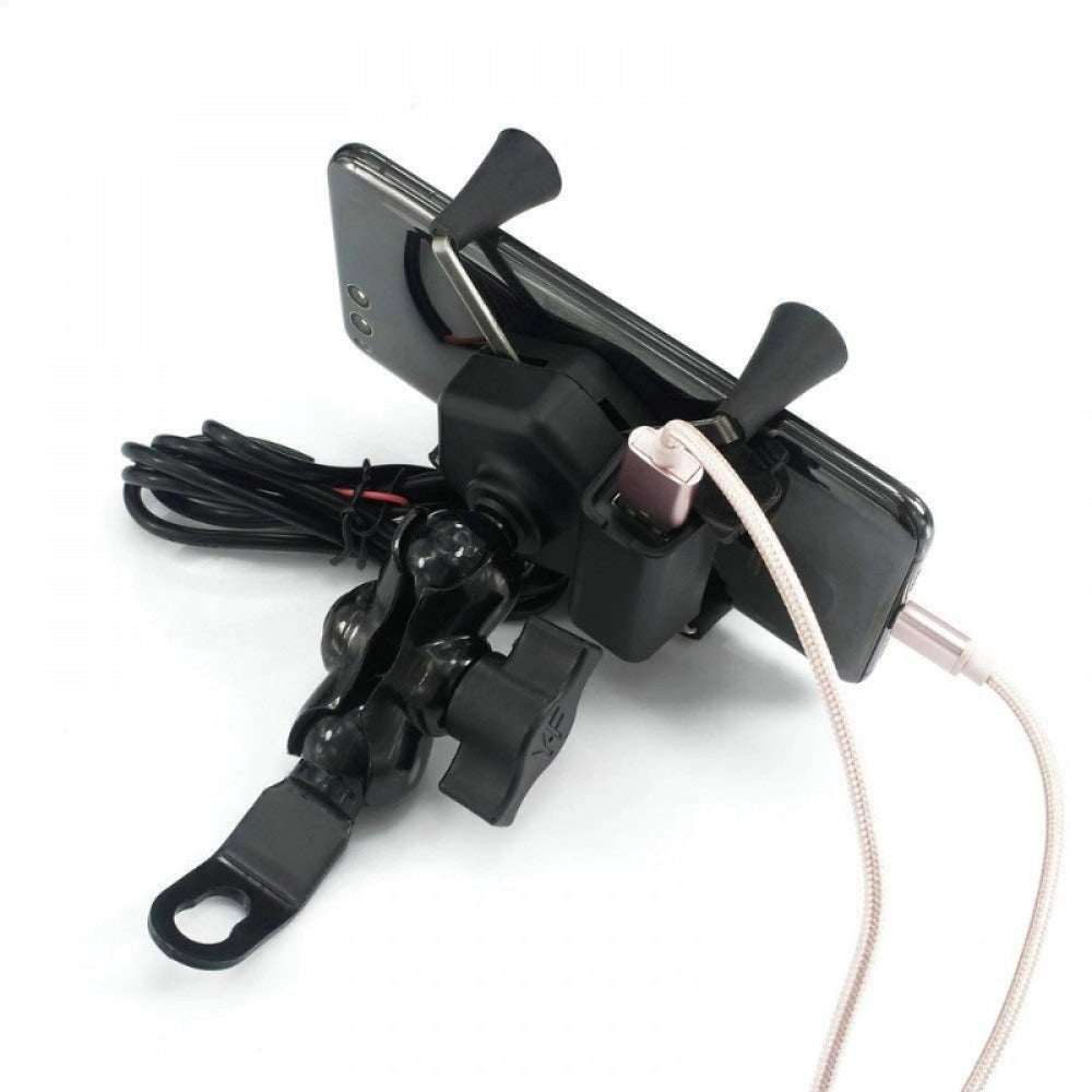 Assorted color bike mobile holder, multifunctional design for fast charging on bicycles, motorcycles, or wheelchairs. Adjustable 360-degree view with included artificial flowers