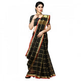 Black kota doria cotton checked saree with blouse, perfect for casual and festive wear