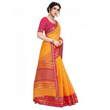 Gold Kota Doria cotton bordered saree with blouse for women, 5-6 meters, ideal for casual and festive wear