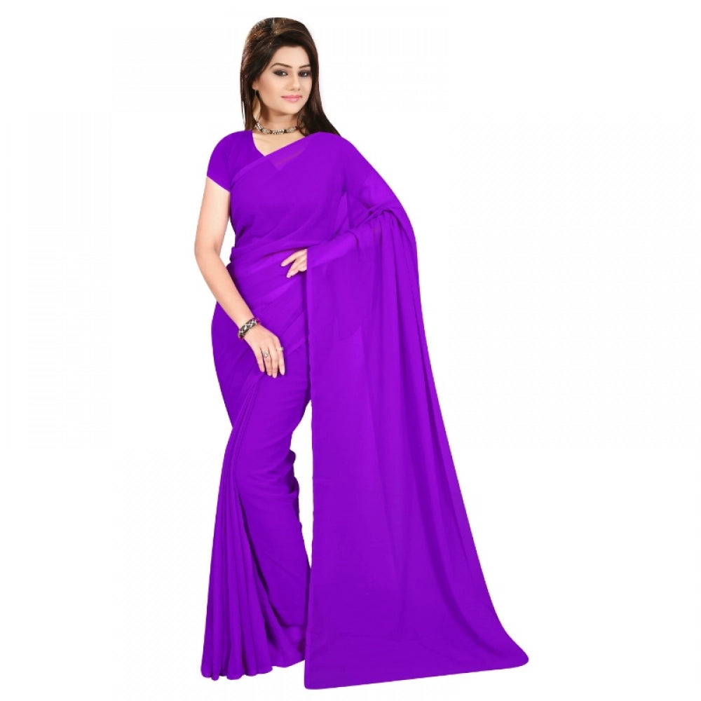 Purple Georgette saree with blouse (5-6 mtrs), casual and festive wear for women