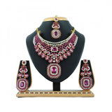 Pink alloy women's necklace set, delicate and versatile jewelry for various occasions, ideal for special events storage in plastic pouch for durability