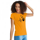 Yellow cotton western wear t-shirt with printed design, ideal for casual outfits