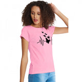 Pink cotton western wear t-shirt, printed pattern for women's casual fashion, wash care: machine or hand wash (S36, M38, L40, XL42)